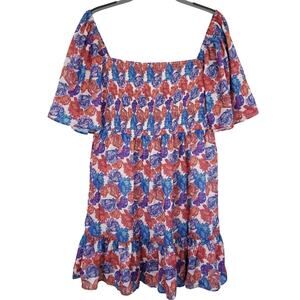 NSR Floral Smocked Elastic Bodice Mini Dress, Size XL, NWT